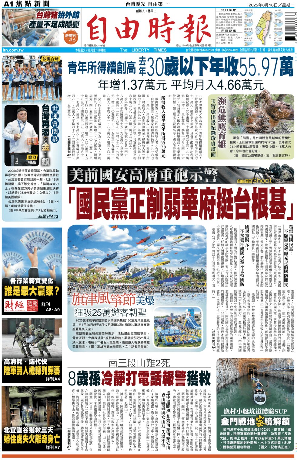 Prima Pagina Liberty Times 18/08/2025