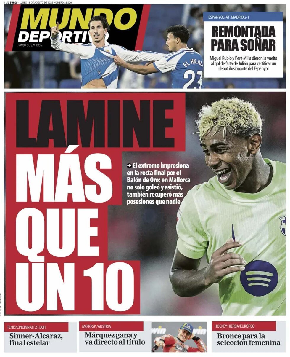 Prima Pagina Mundo Deportivo 18/08/2025