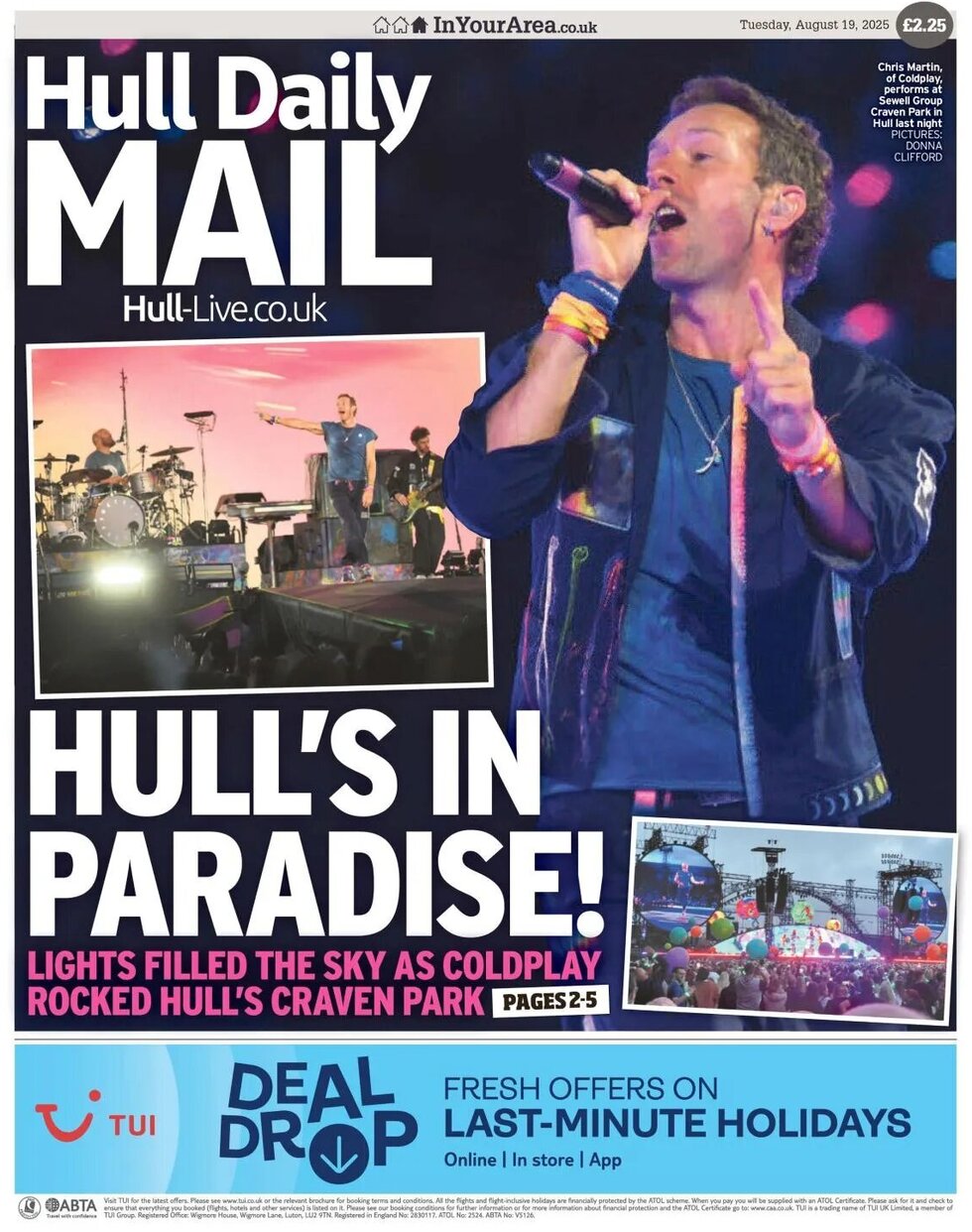 Prima Pagina Hull Daily Mail 19/08/2025
