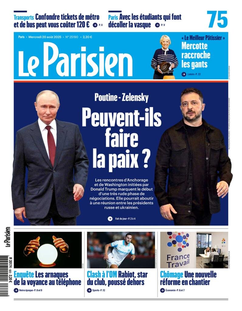 Prima Pagina Le Parisien 20/08/2025