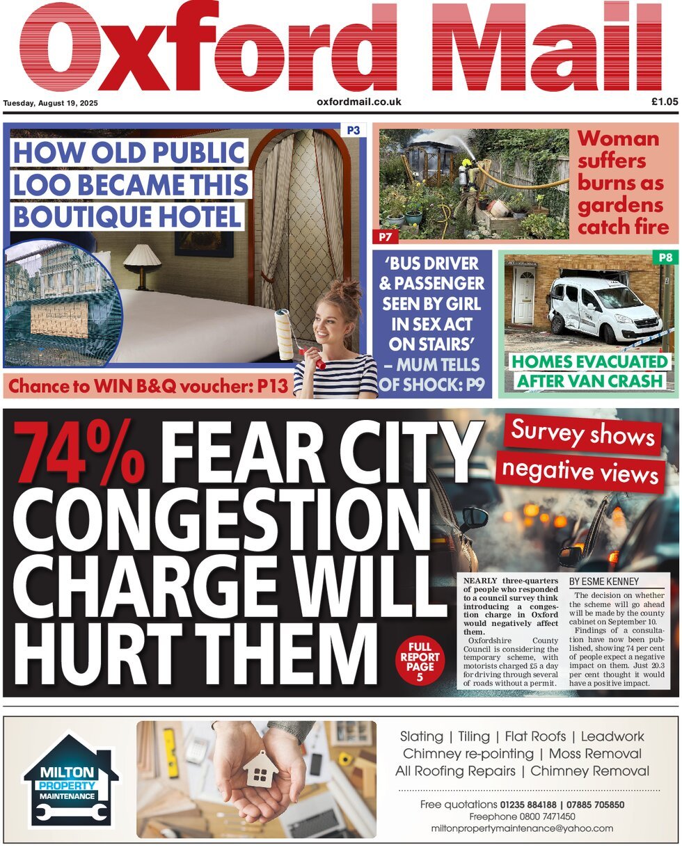 Prima Pagina Oxford Mail 19/08/2025