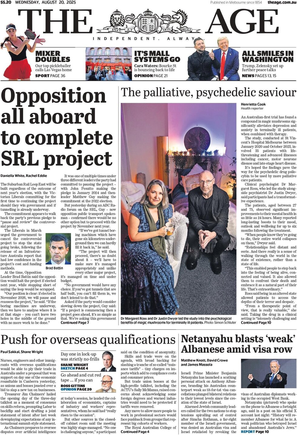 Prima Pagina The Age 20/08/2025