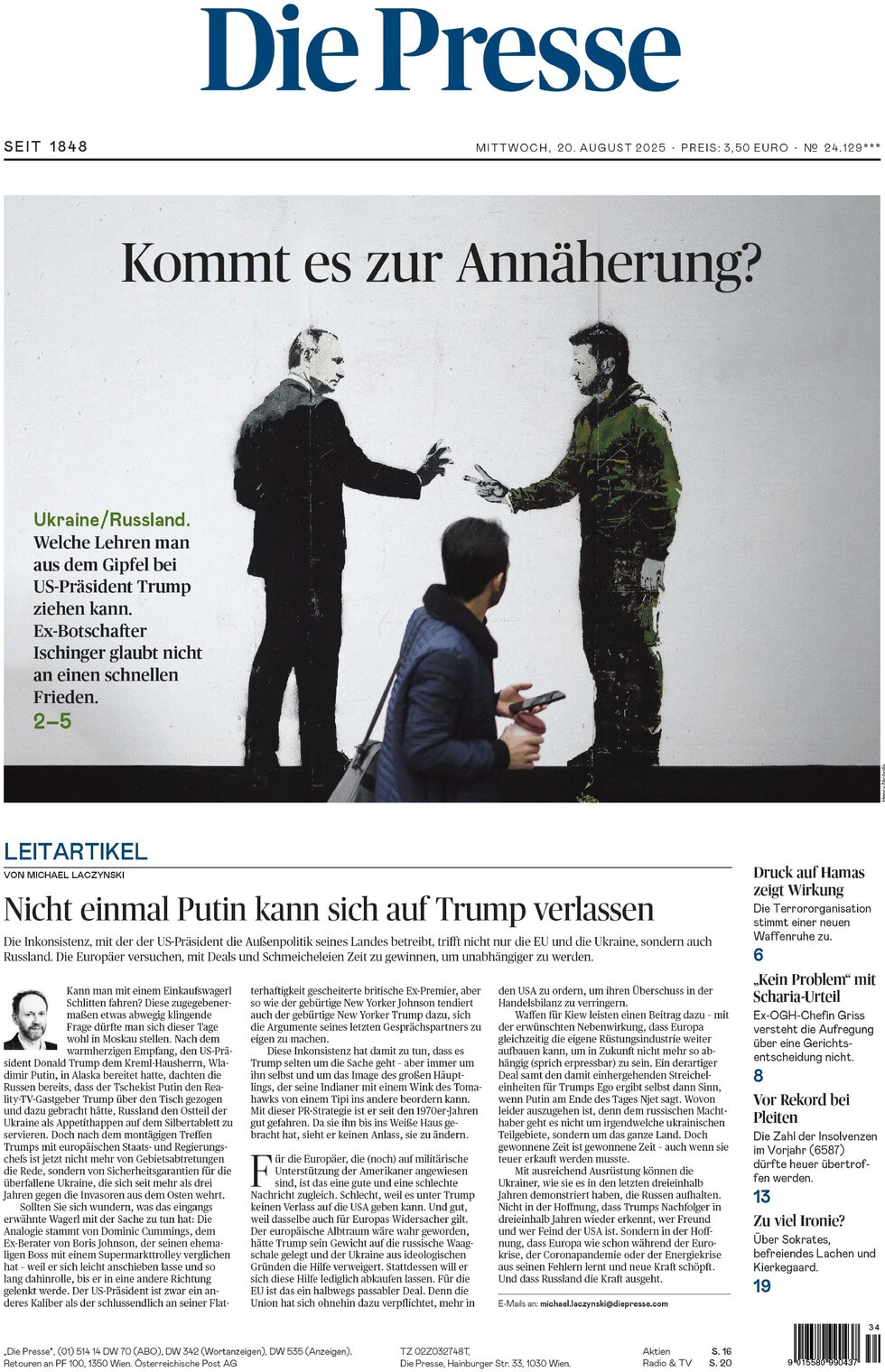 Prima Pagina Die Presse 20/08/2025