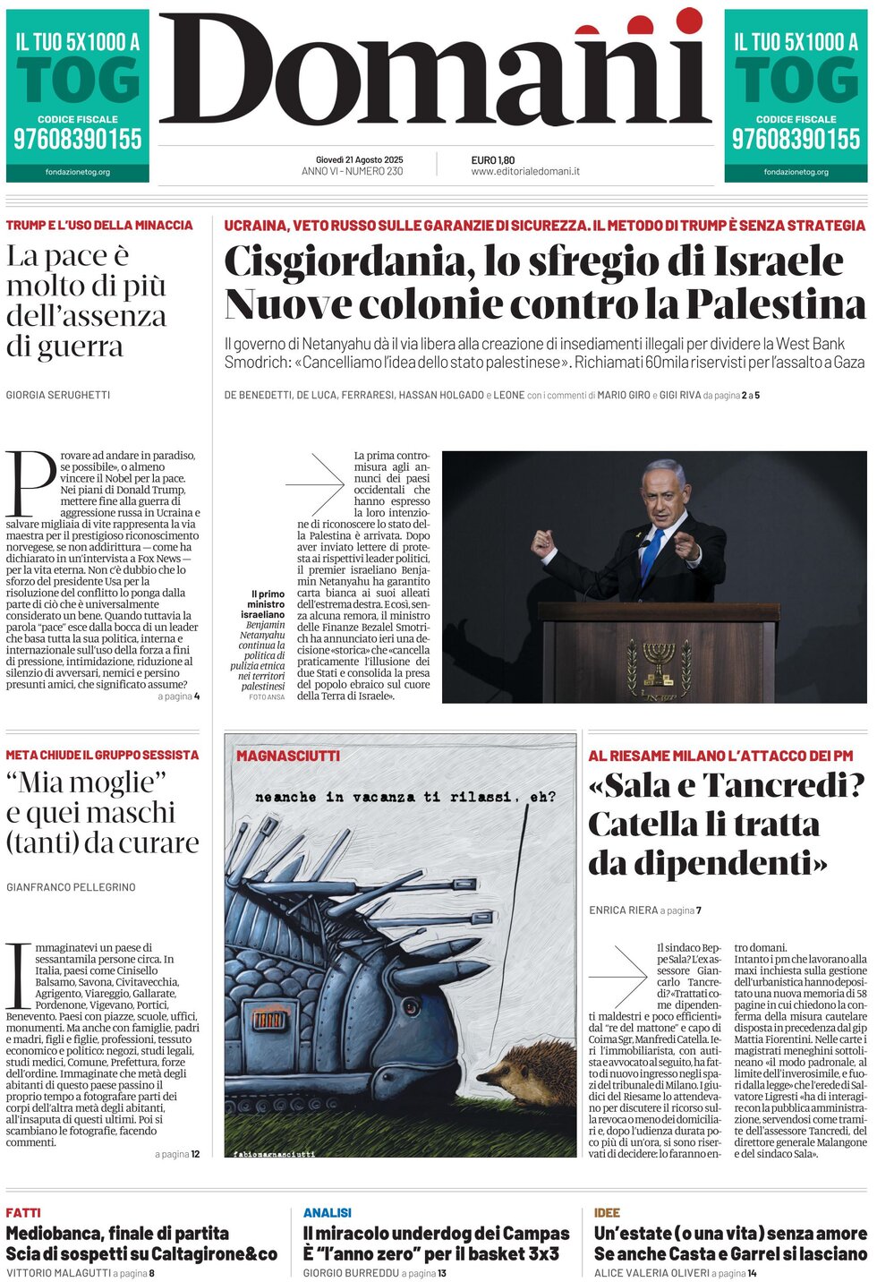 Prima Pagina Domani 21/08/2025