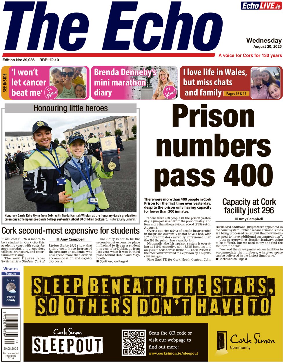 Prima Pagina The Echo (Cork) 20/08/2025