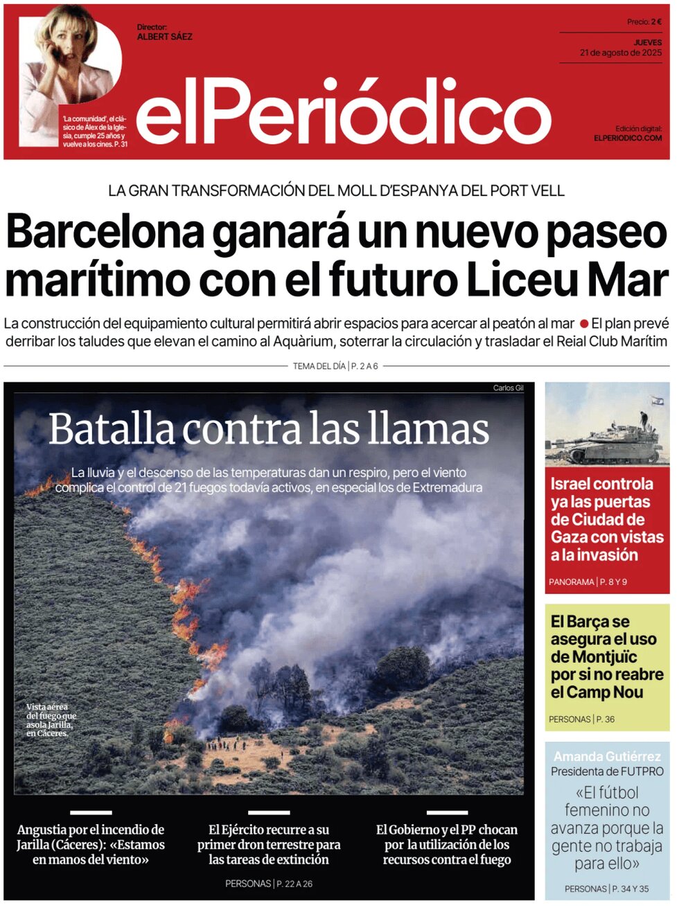 Prima Pagina El Periódico de Catalunya 21/08/2025