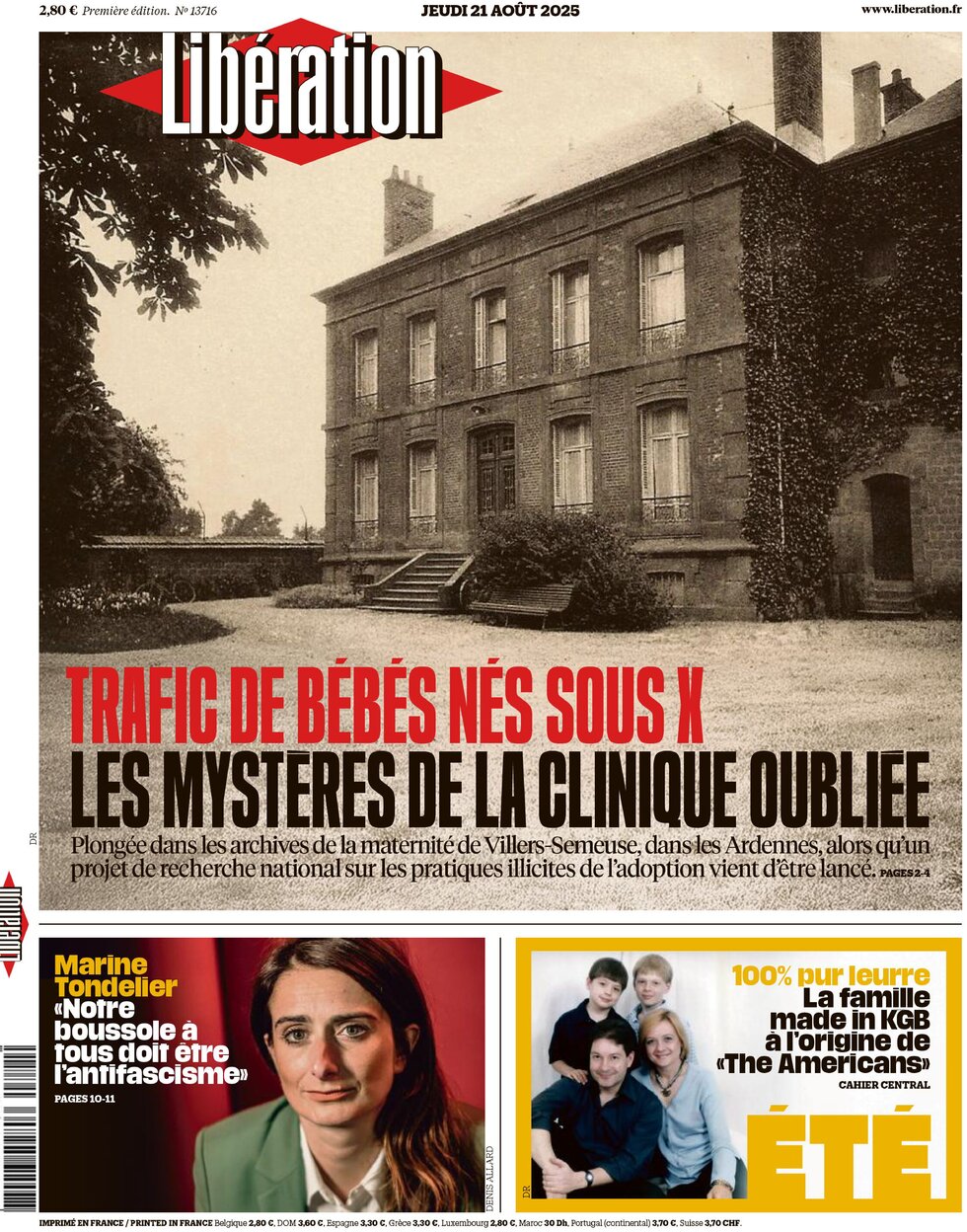 Prima Pagina Libération 21/08/2025