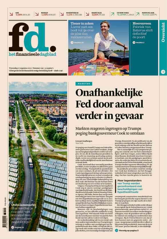 Prima Pagina Het Financieele Dagbladm (FD) 27/08/2025