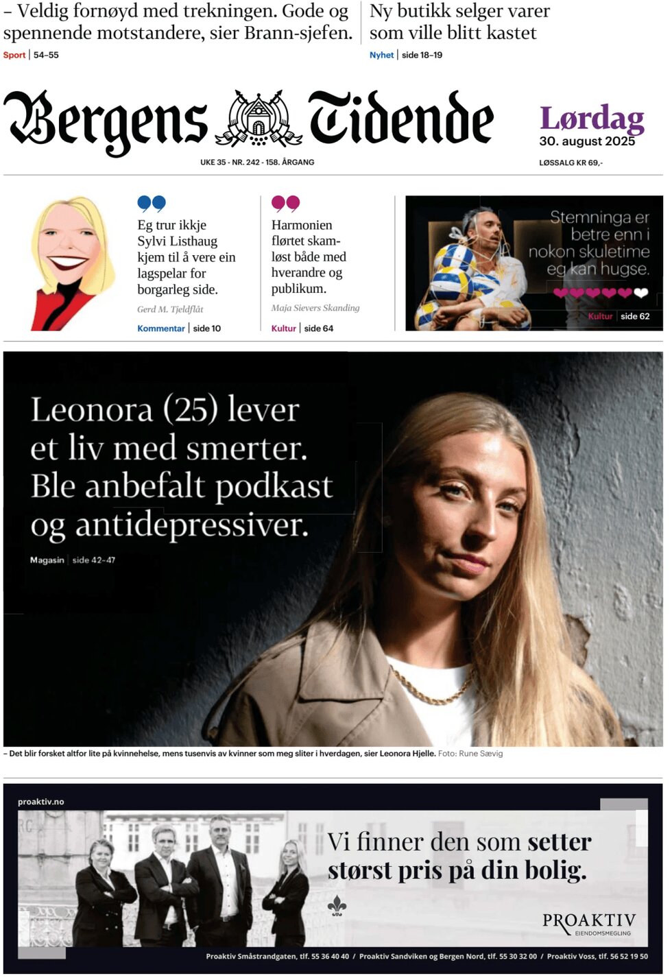 Prima Pagina Bergens Tidende 30/08/2025