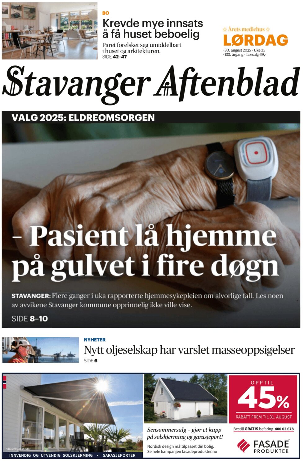 Prima Pagina Stavanger Aftenblad 30/08/2025