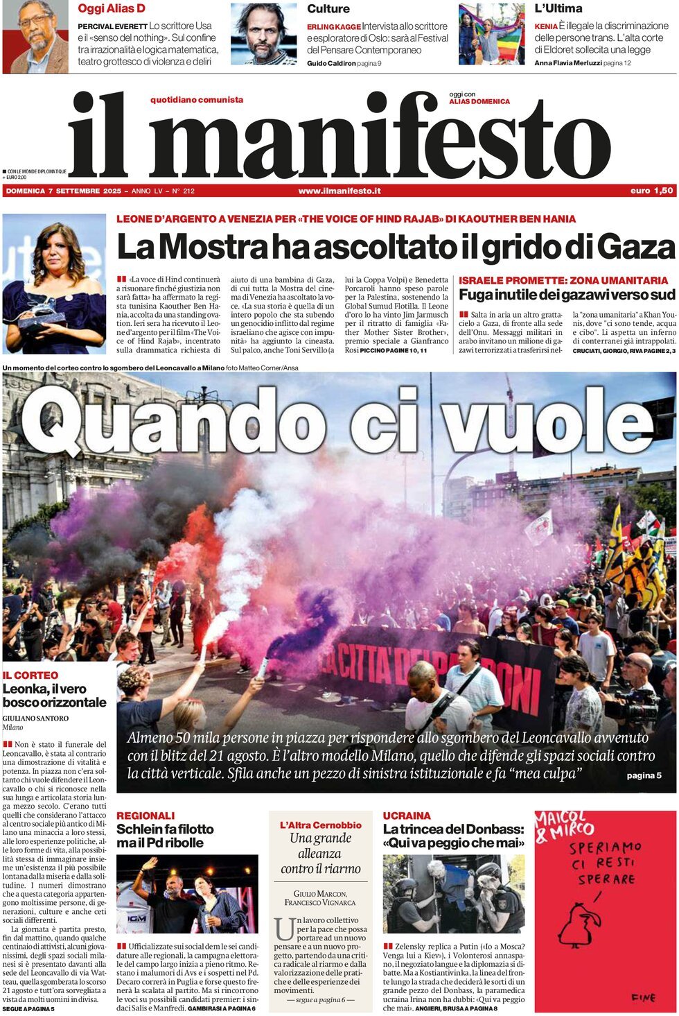 Prima Pagina Il Manifesto 07/09/2025