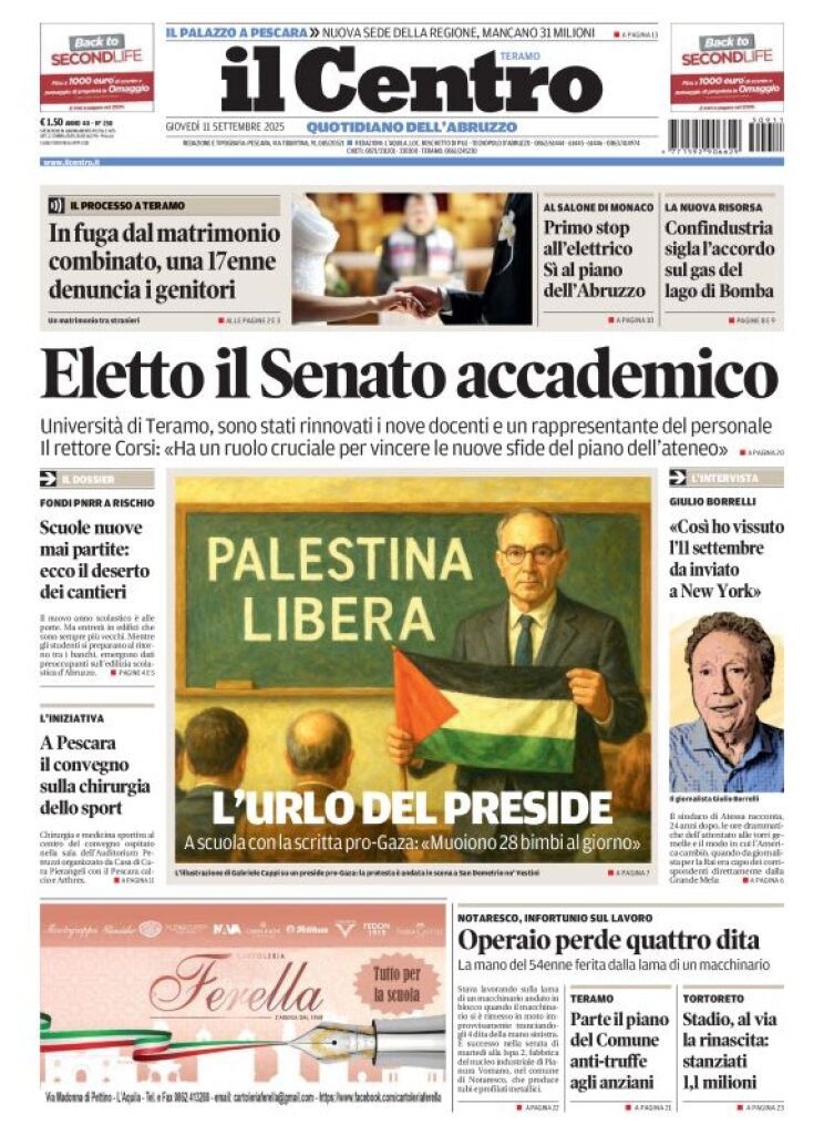 Prima Pagina Il Centro (Teramo) 11/09/2025