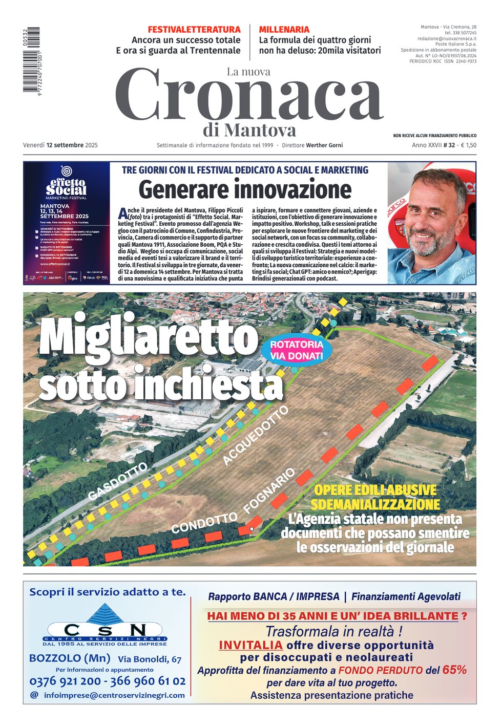 Copertina La nuova Cronaca di Mantova 12/09/2025