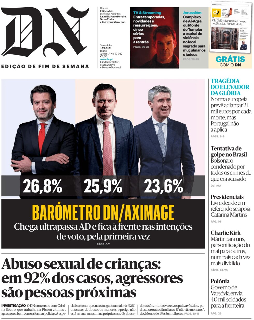 Prima Pagina Diário de Notícias 12/09/2025