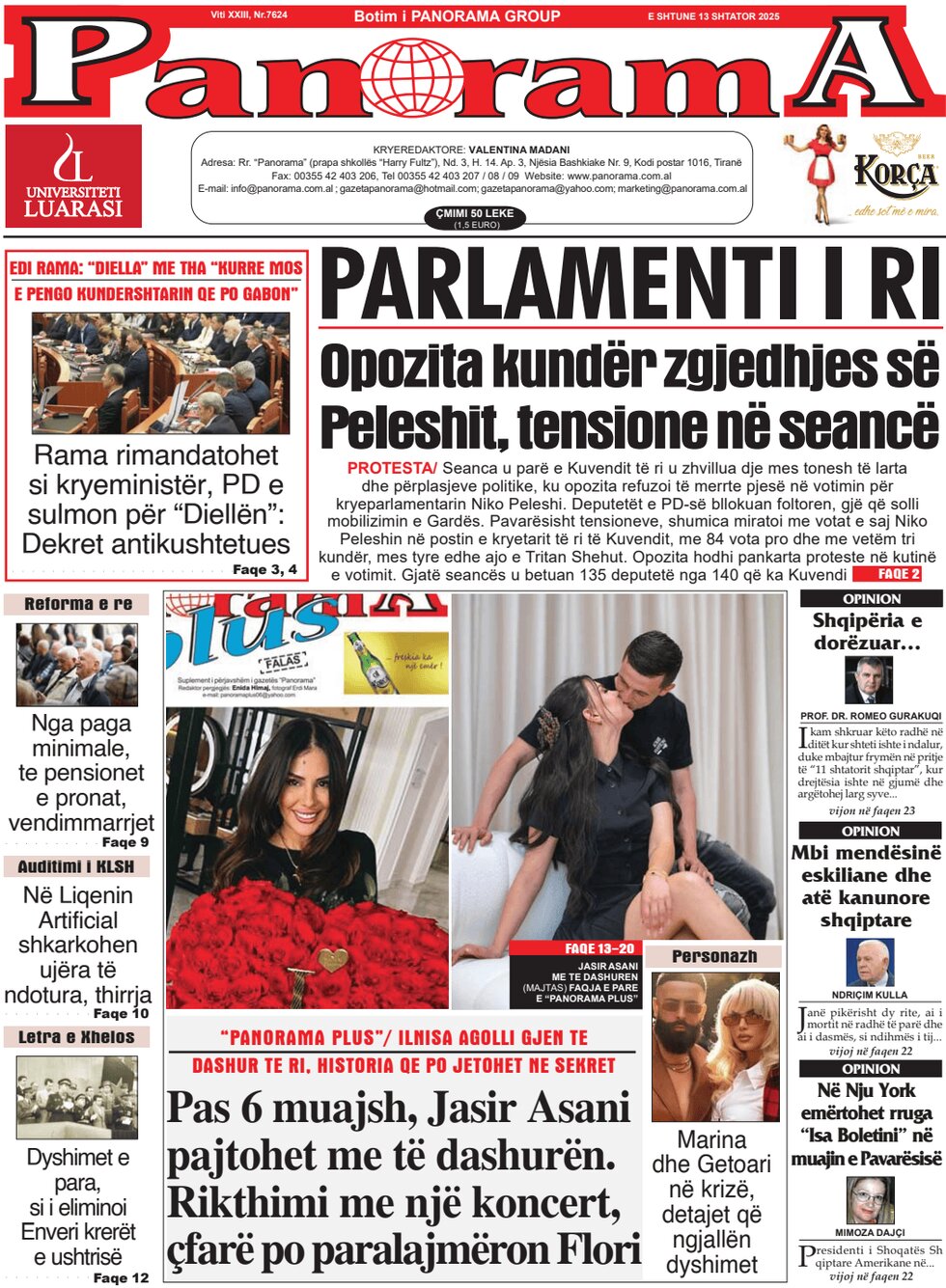 Prima Pagina Gazeta Panorama 13/09/2025