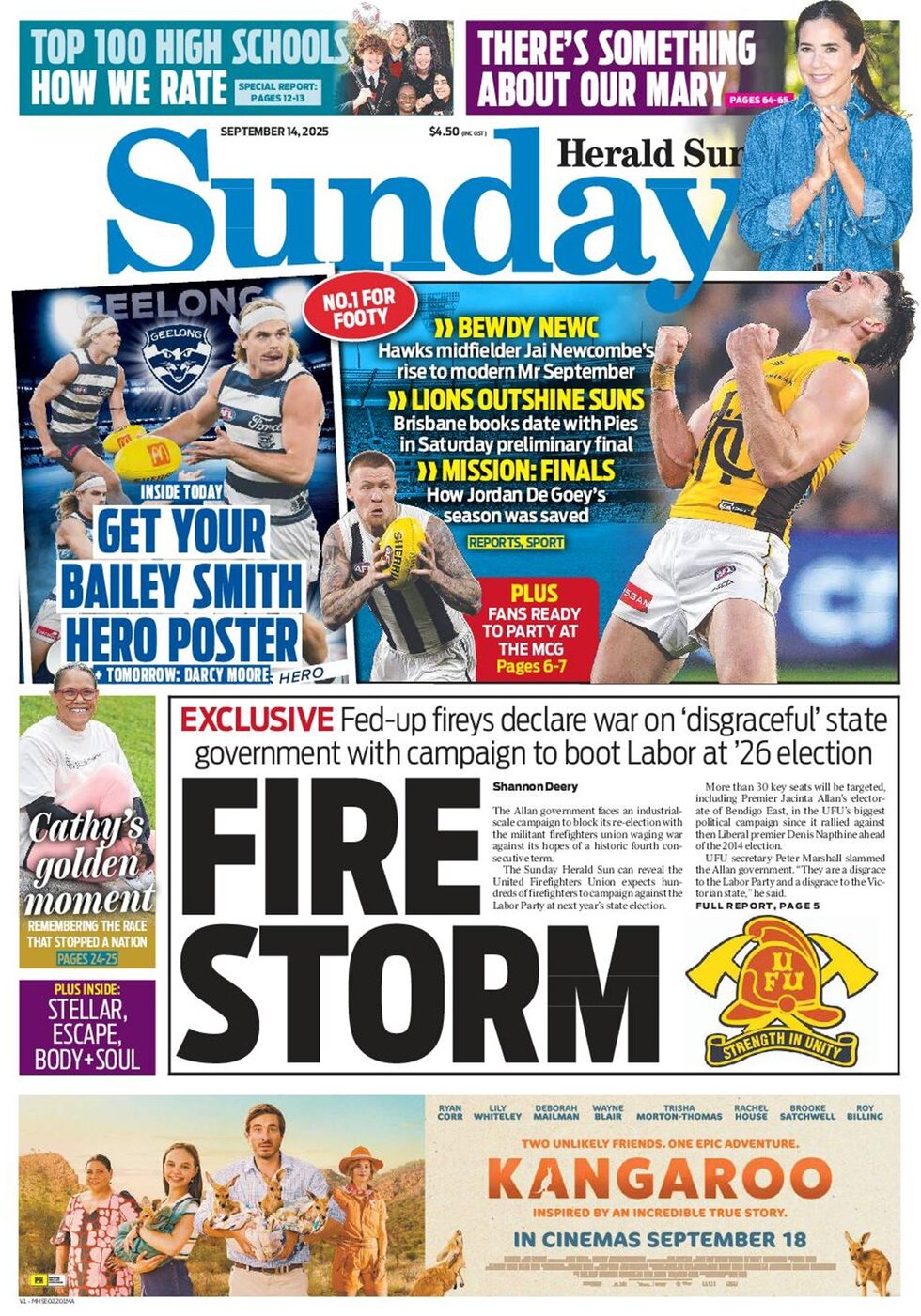 Prima Pagina Herald Sun 14/09/2025