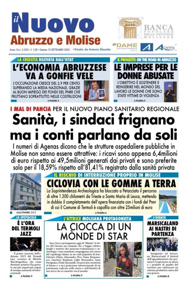 Prima Pagina Il Nuovo Abruzzo e Molise 13/09/2025