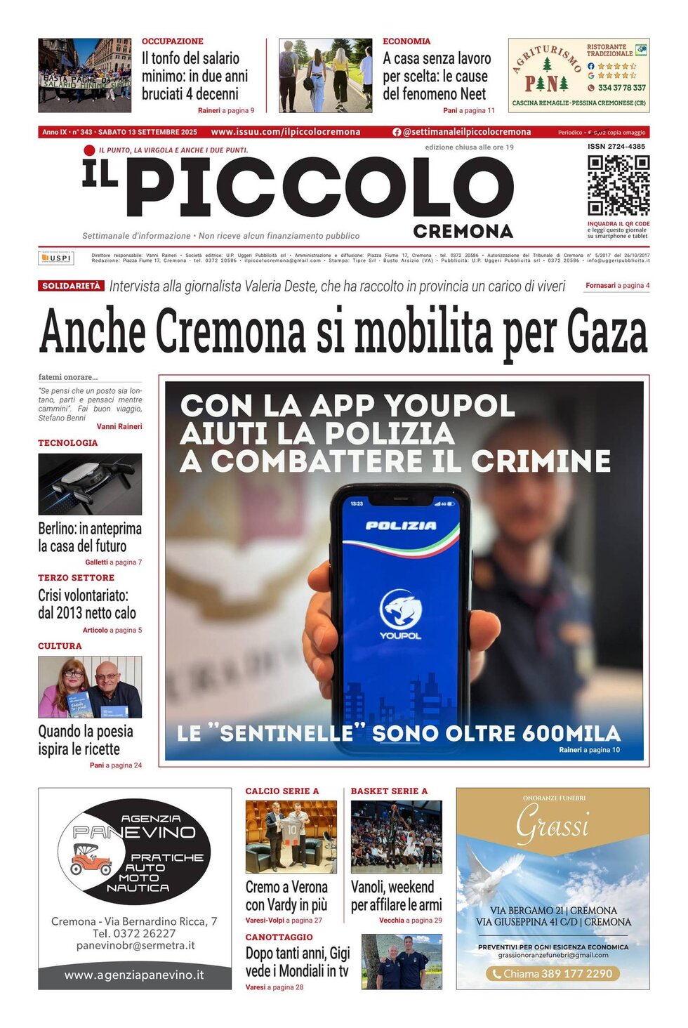 Copertina Il Piccolo (Cremona) 13/09/2025