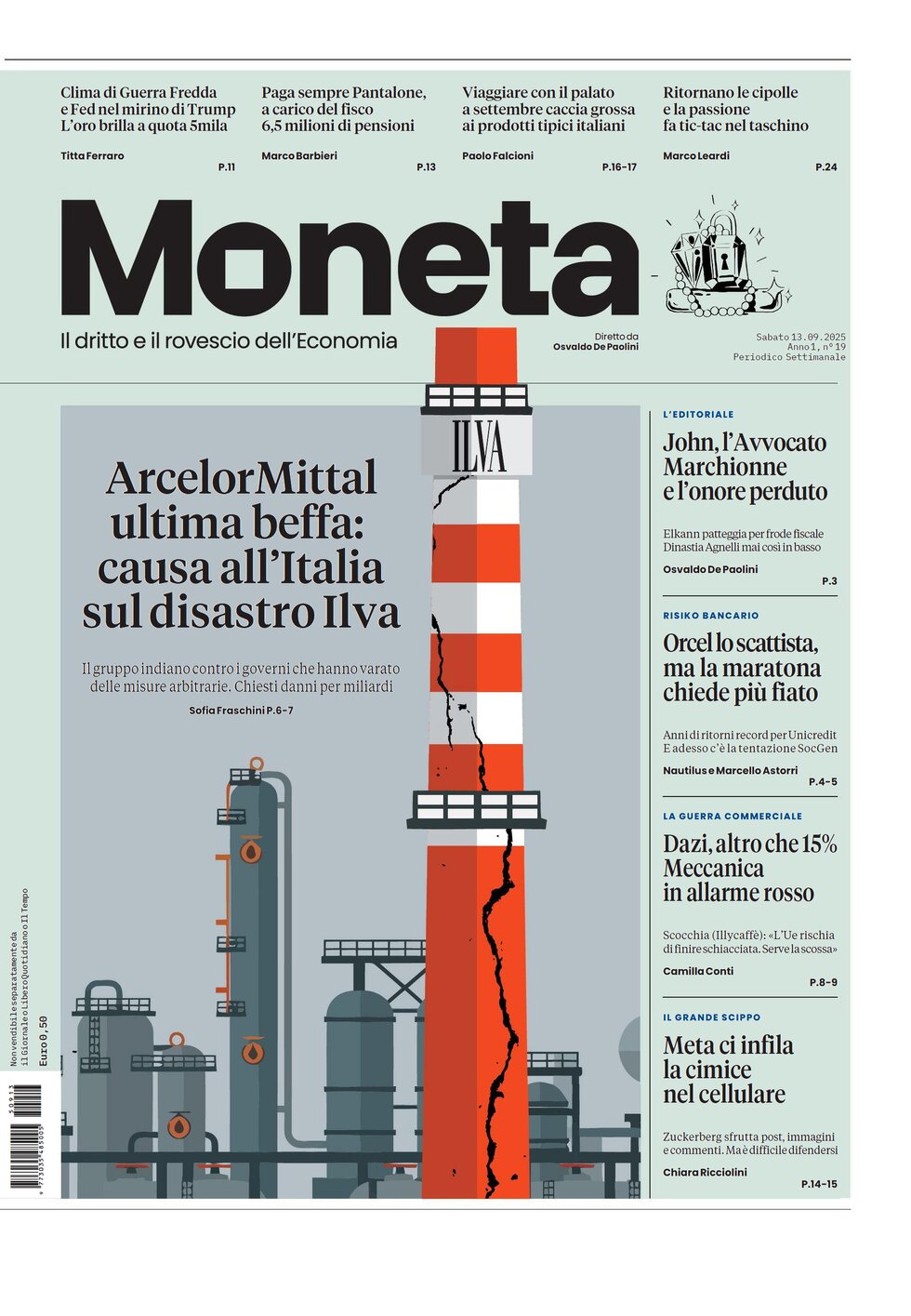 Copertina Moneta (Il Giornale) 13/09/2025
