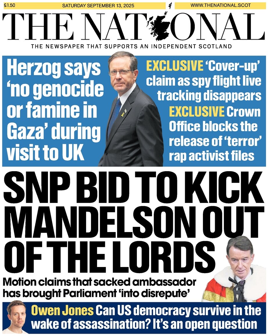 Prima Pagina The National (Scotland) 13/09/2025