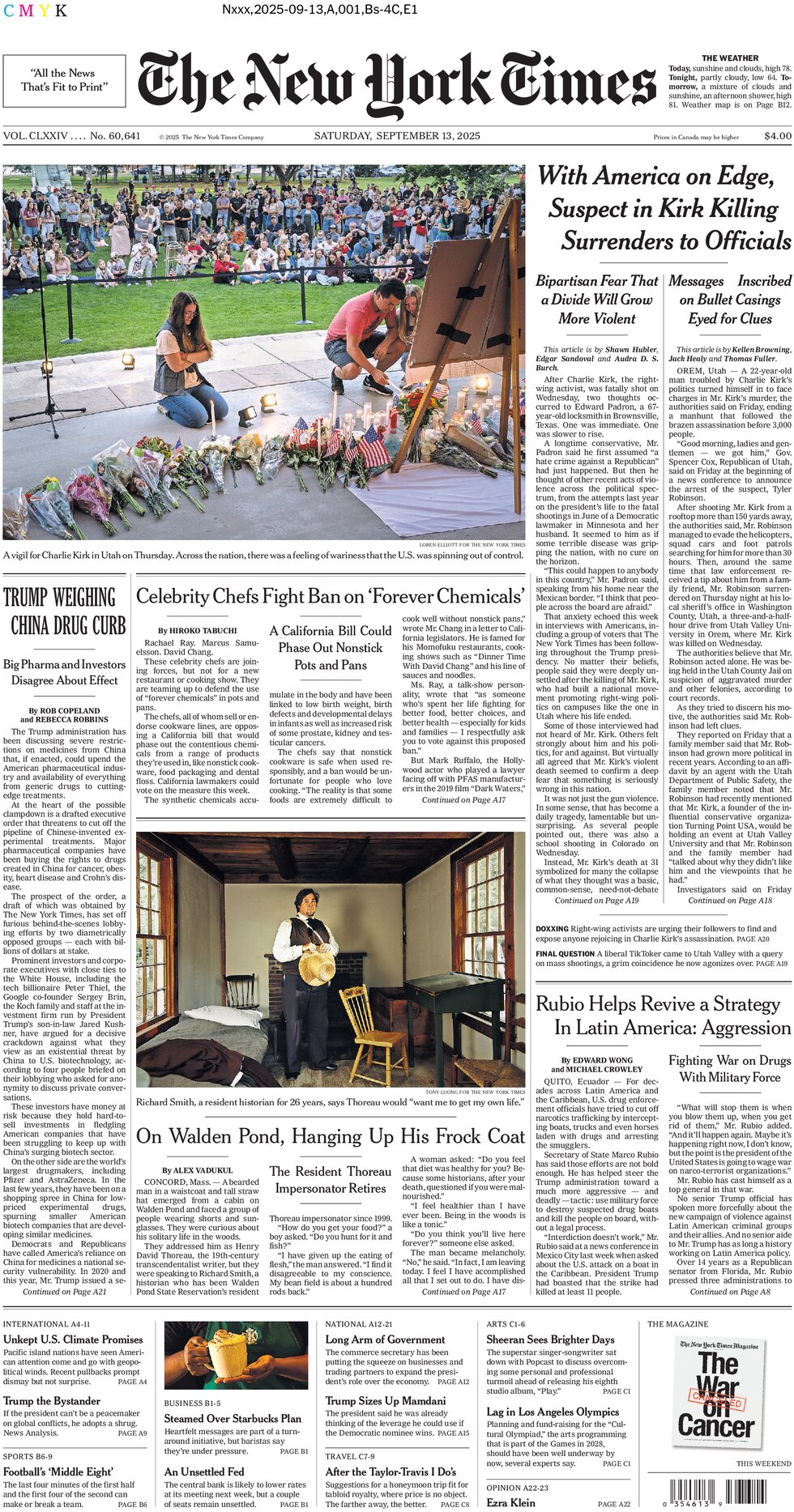 Prima Pagina The New York Times 13/09/2025