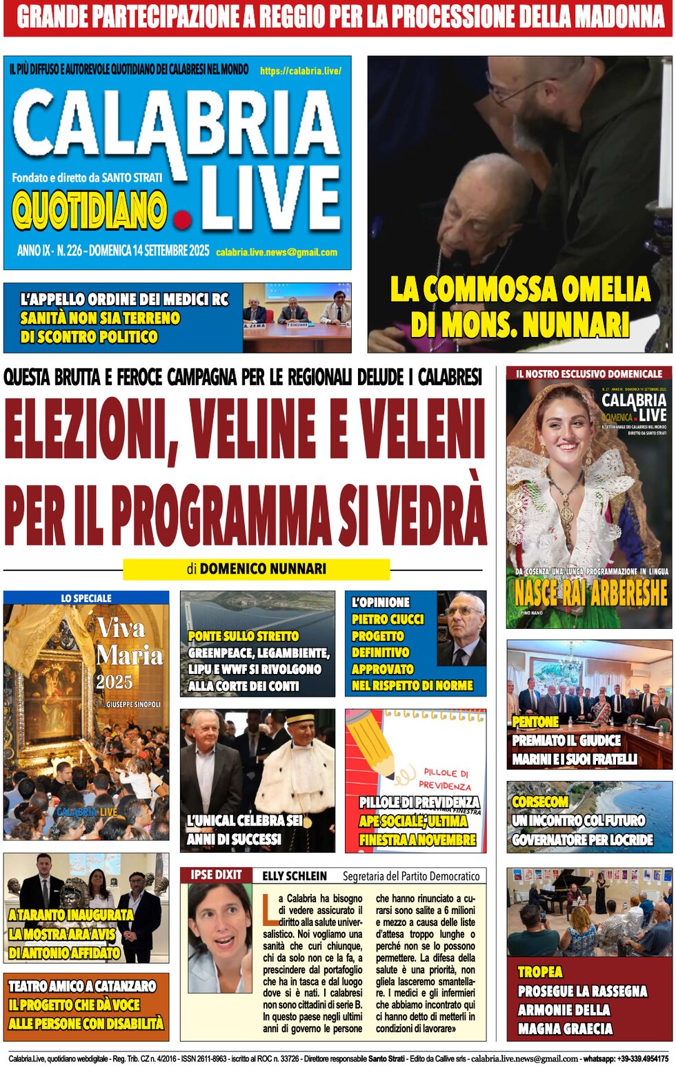 Prima Pagina Calabria Live 14/09/2025