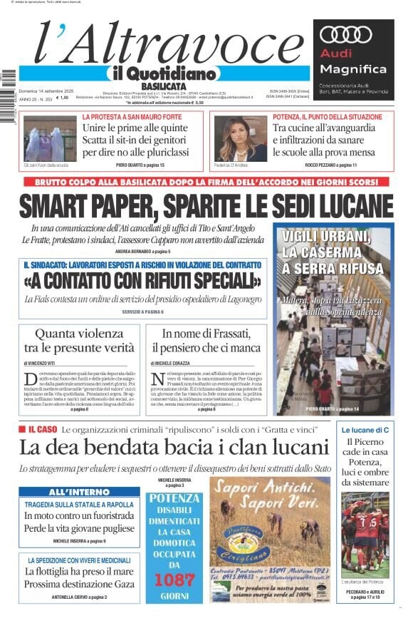 Prima Pagina Il Quotidiano del Sud (Basilicata) 14/09/2025