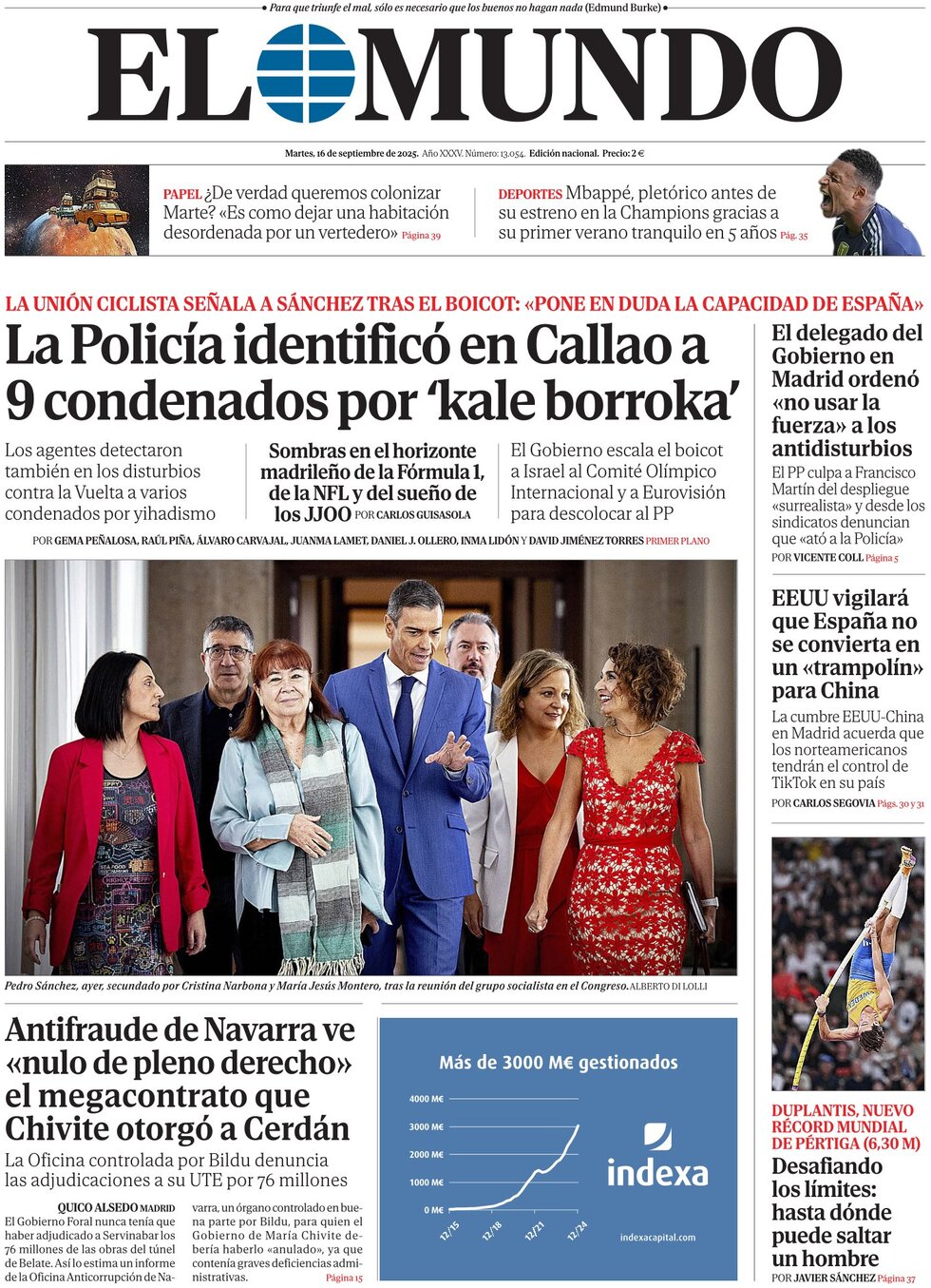 Prima Pagina El Mundo 16/09/2025