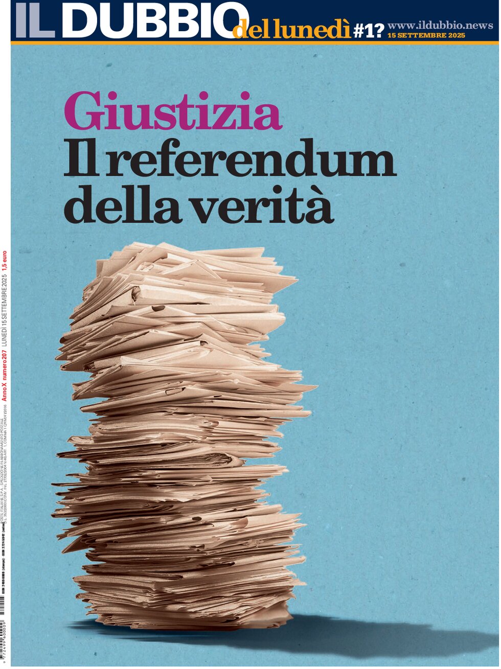Prima Pagina Il Dubbio 15/09/2025