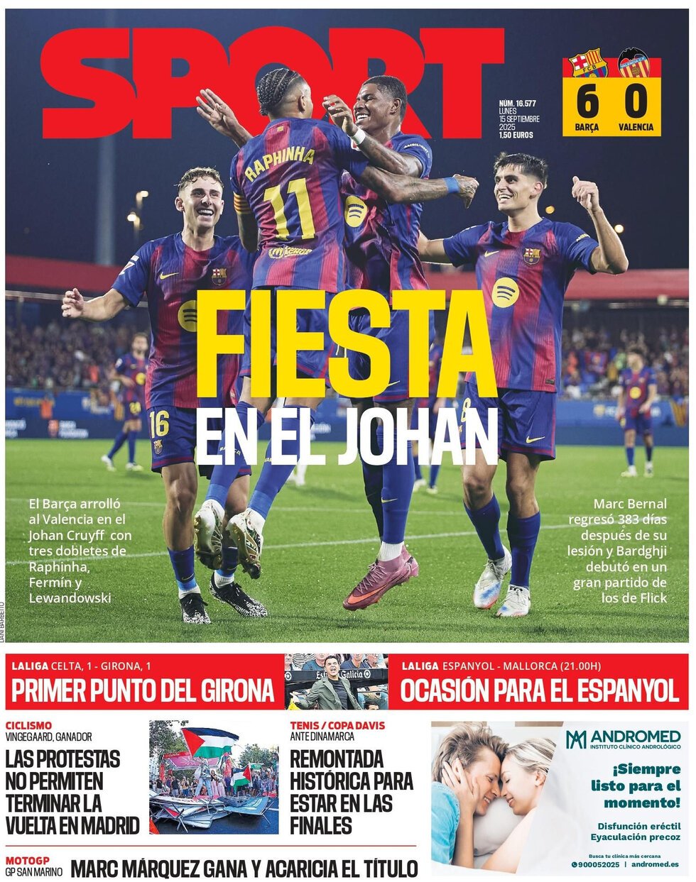 Prima Pagina SPORT (Barcelona) 15/09/2025