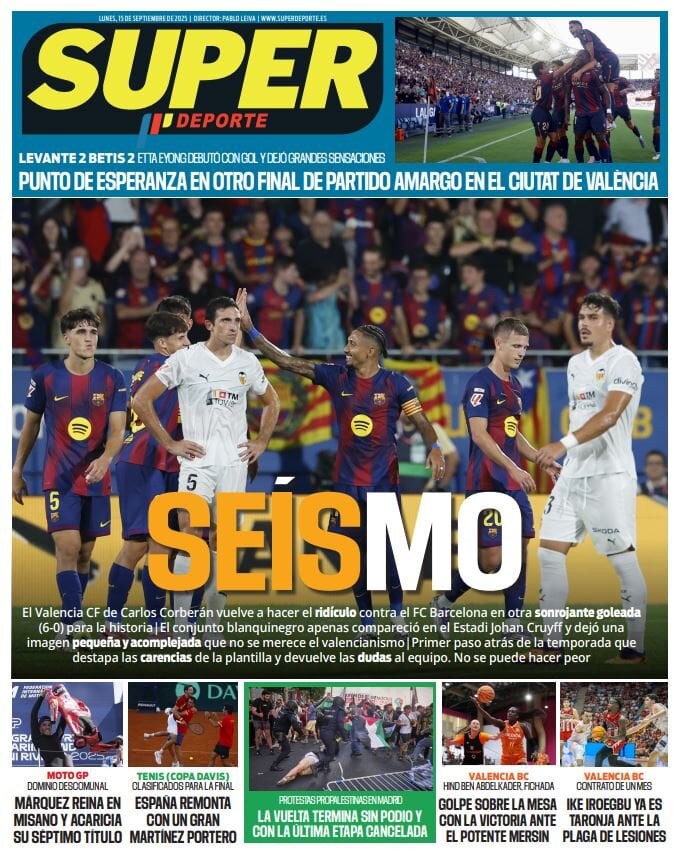 Prima Pagina Superdeporte 15/09/2025