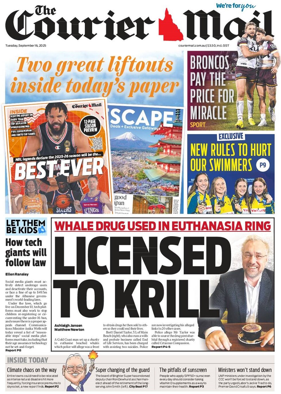 Prima Pagina The Courier-Mail 16/09/2025