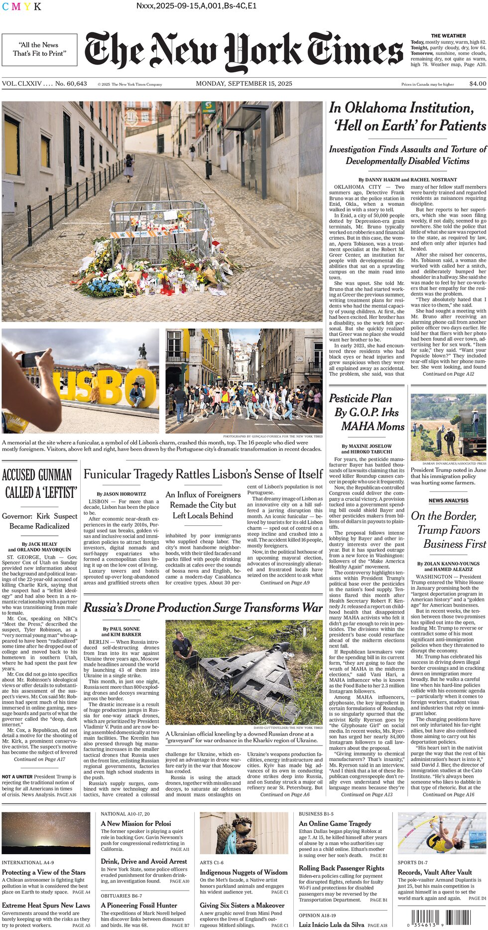 Prima Pagina The New York Times 15/09/2025