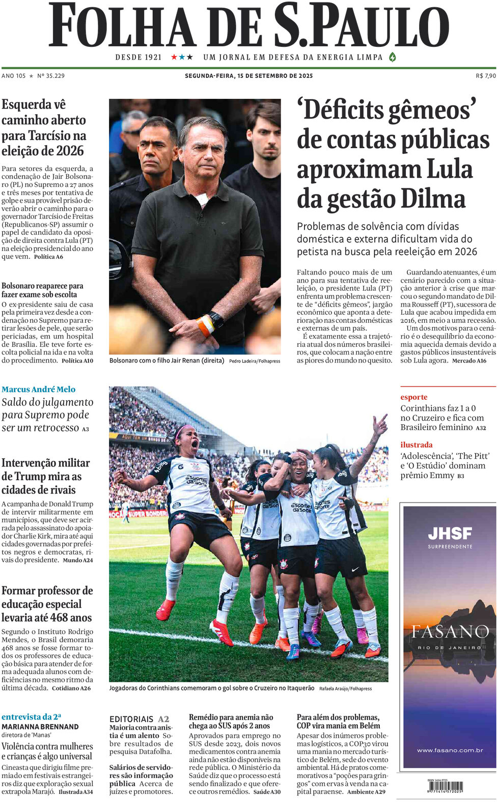 Prima Pagina Folha de S.Paulo 16/09/2025
