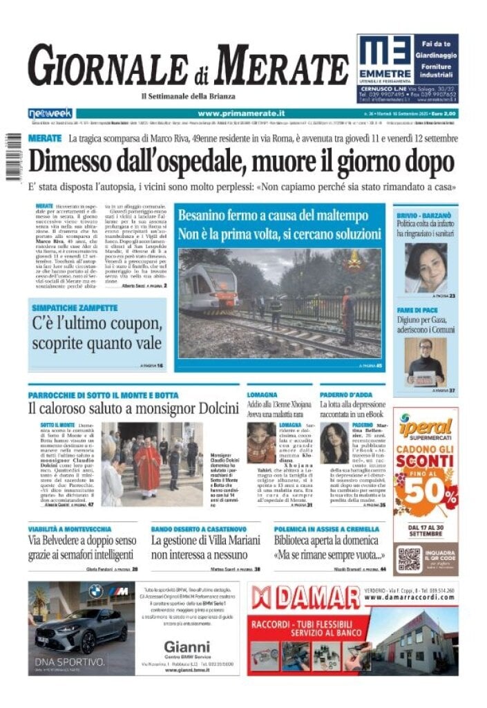Copertina Giornale di Merate 16/09/2025