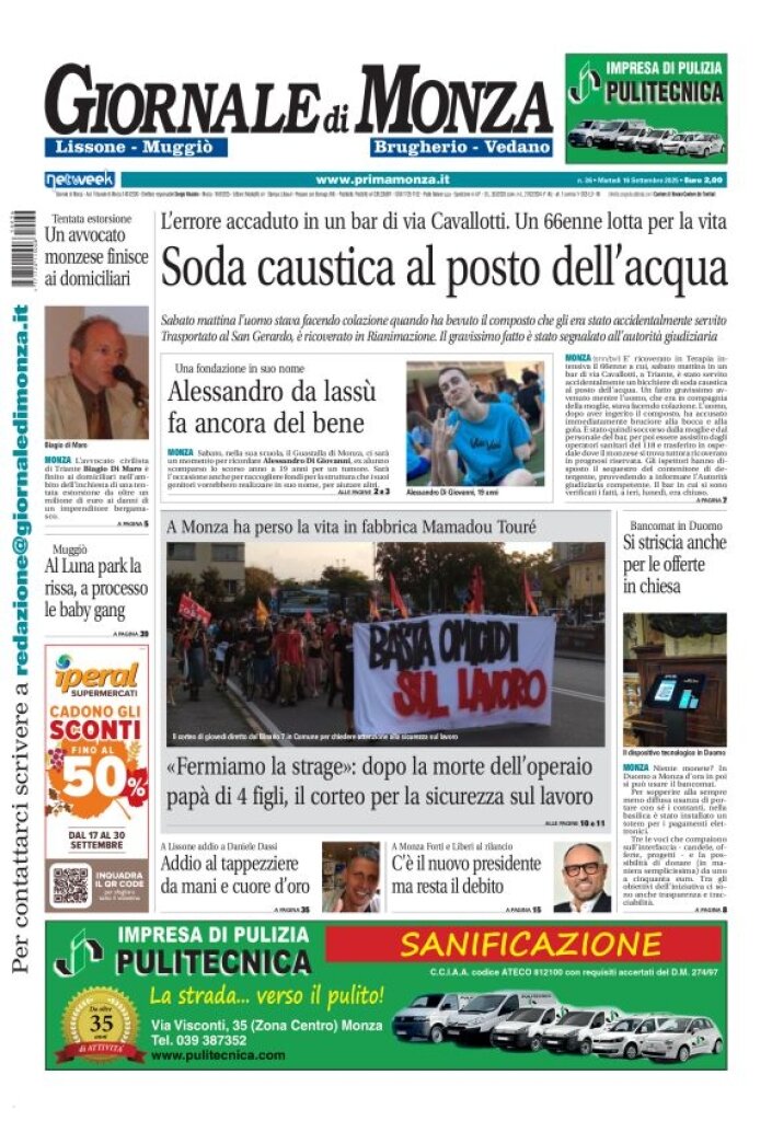 Copertina Giornale di Monza 16/09/2025