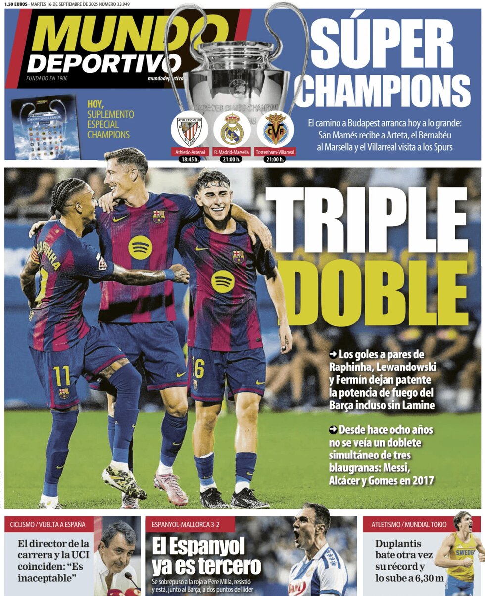 Prima Pagina Mundo Deportivo 16/09/2025