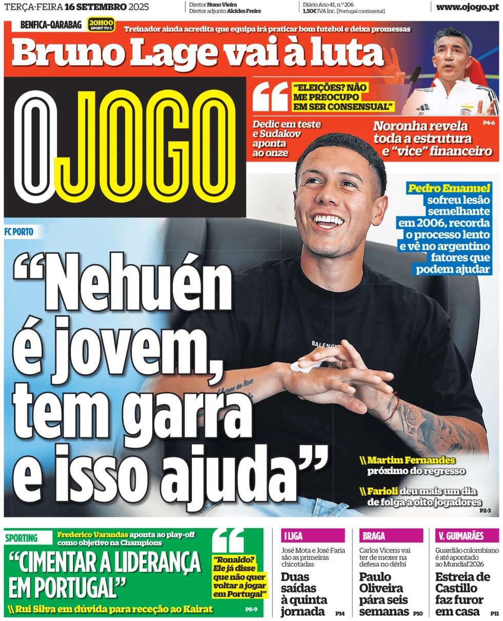 Prima Pagina O Jogo 16/09/2025