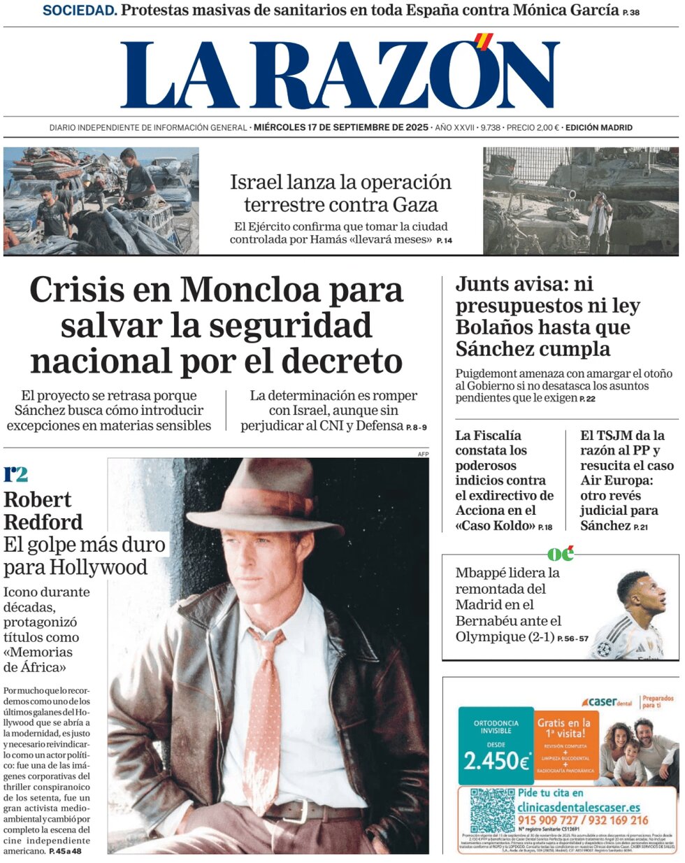 Prima Pagina La Razón 17/09/2025