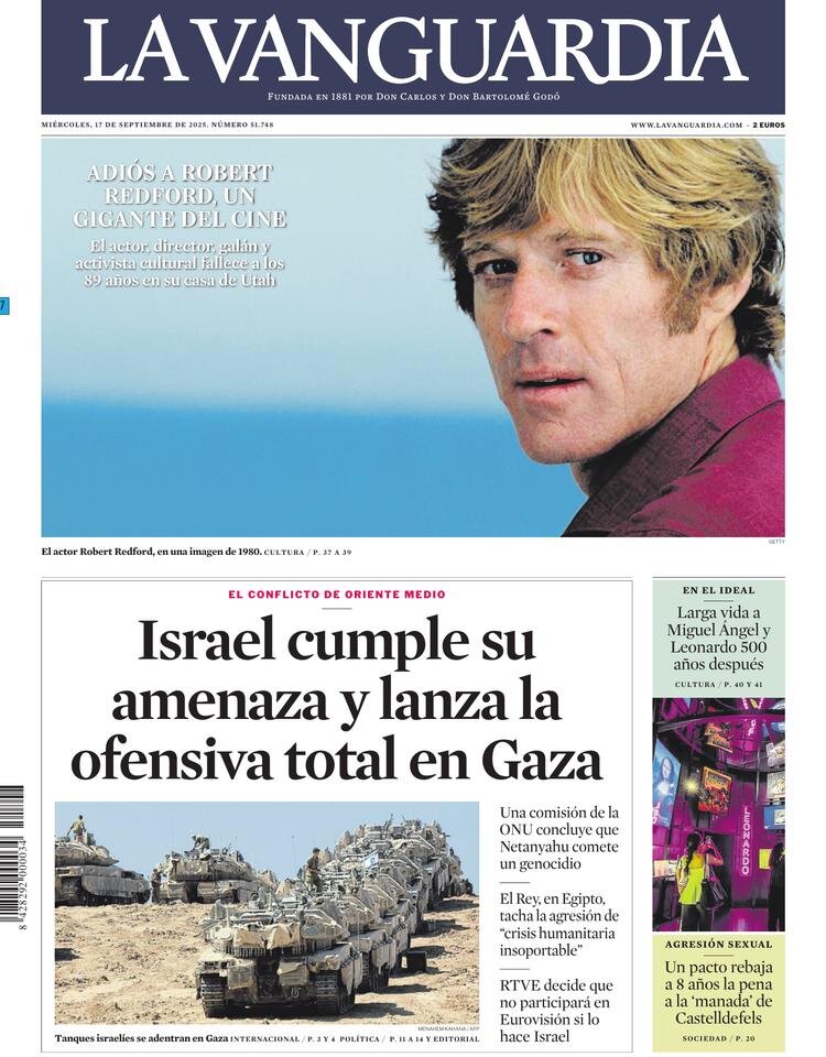 Prima Pagina La Vanguardia 17/09/2025