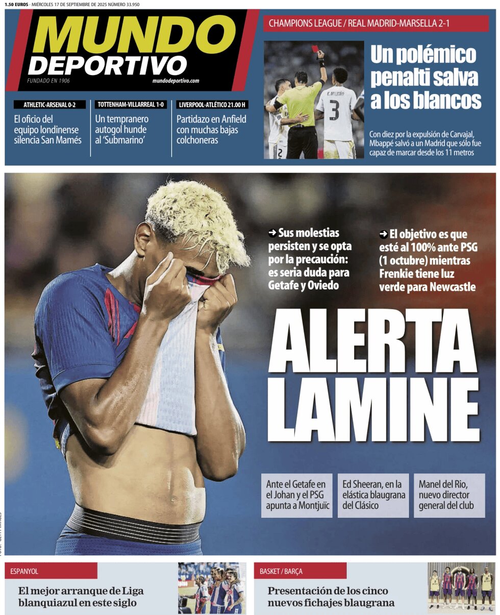 Prima Pagina Mundo Deportivo 17/09/2025