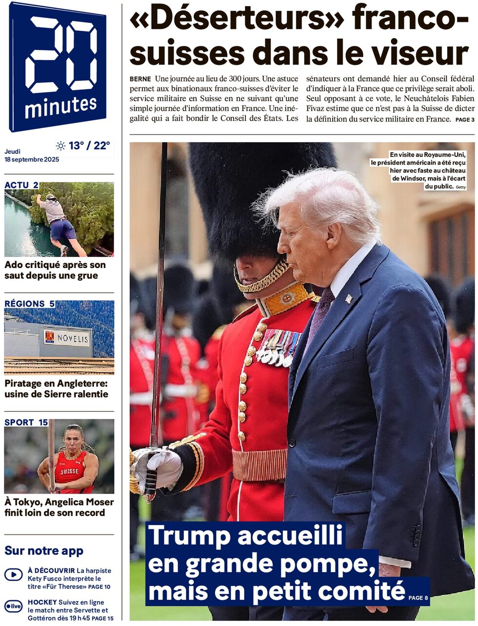 Prima Pagina 20 Minutes 18/09/2025