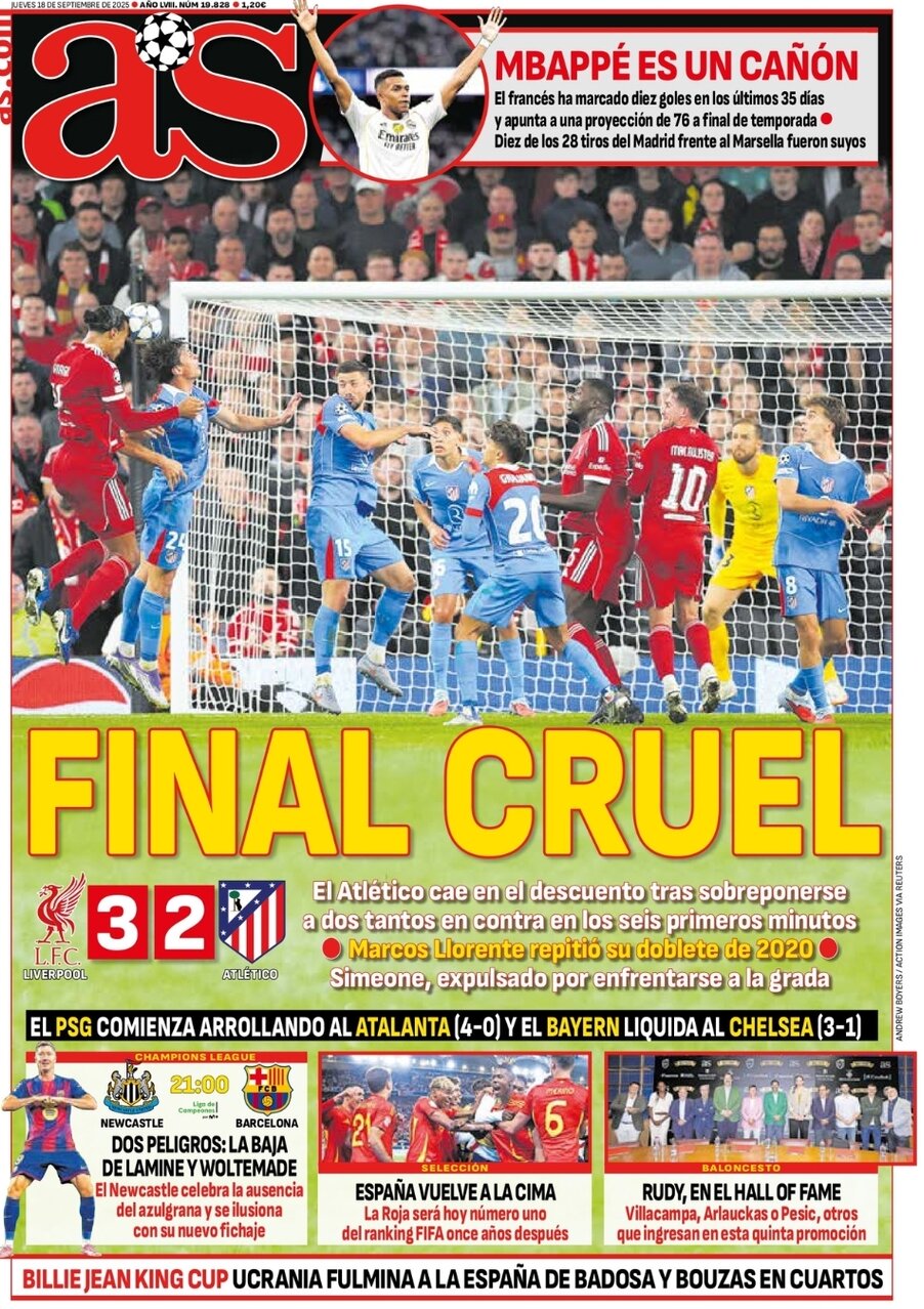 Prima Pagina AS (Madrid) 18/09/2025
