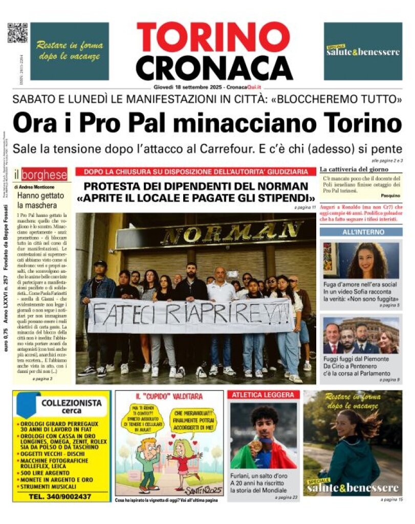 Prima Pagina CronacaQui 18/09/2025