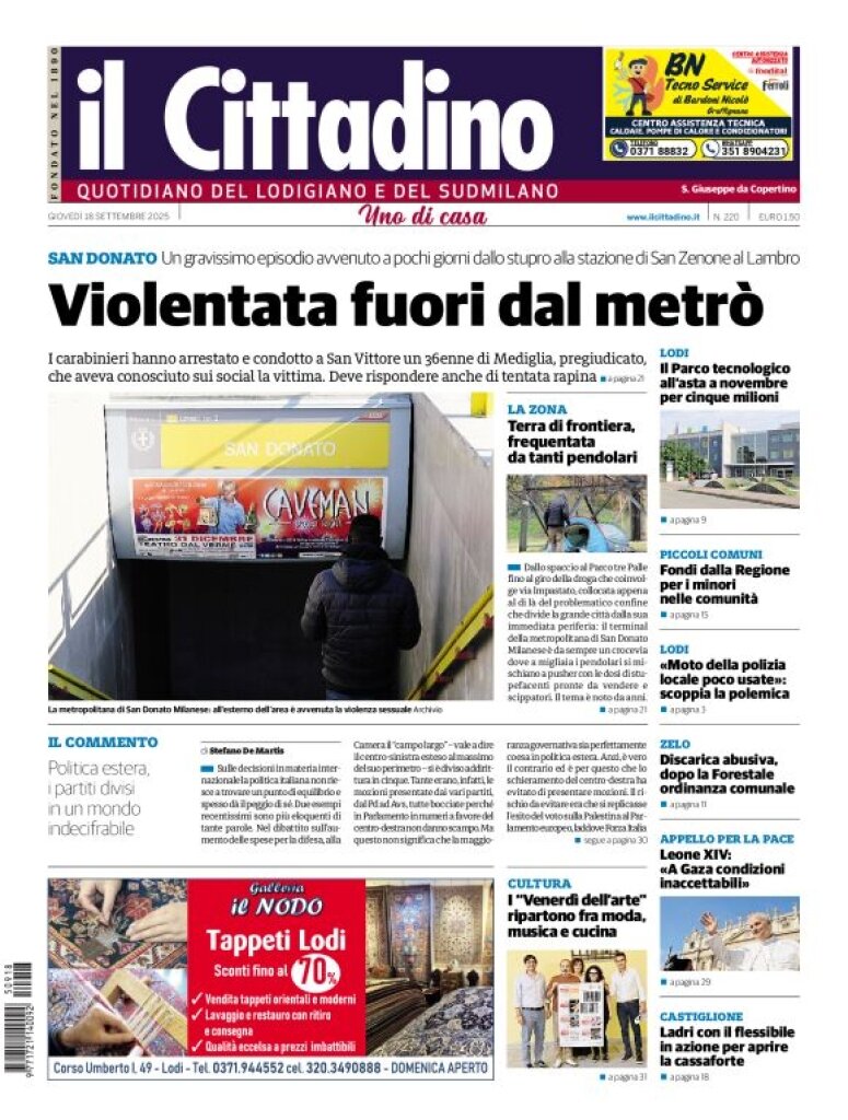 Prima Pagina Il Cittadino di Lodi 18/09/2025