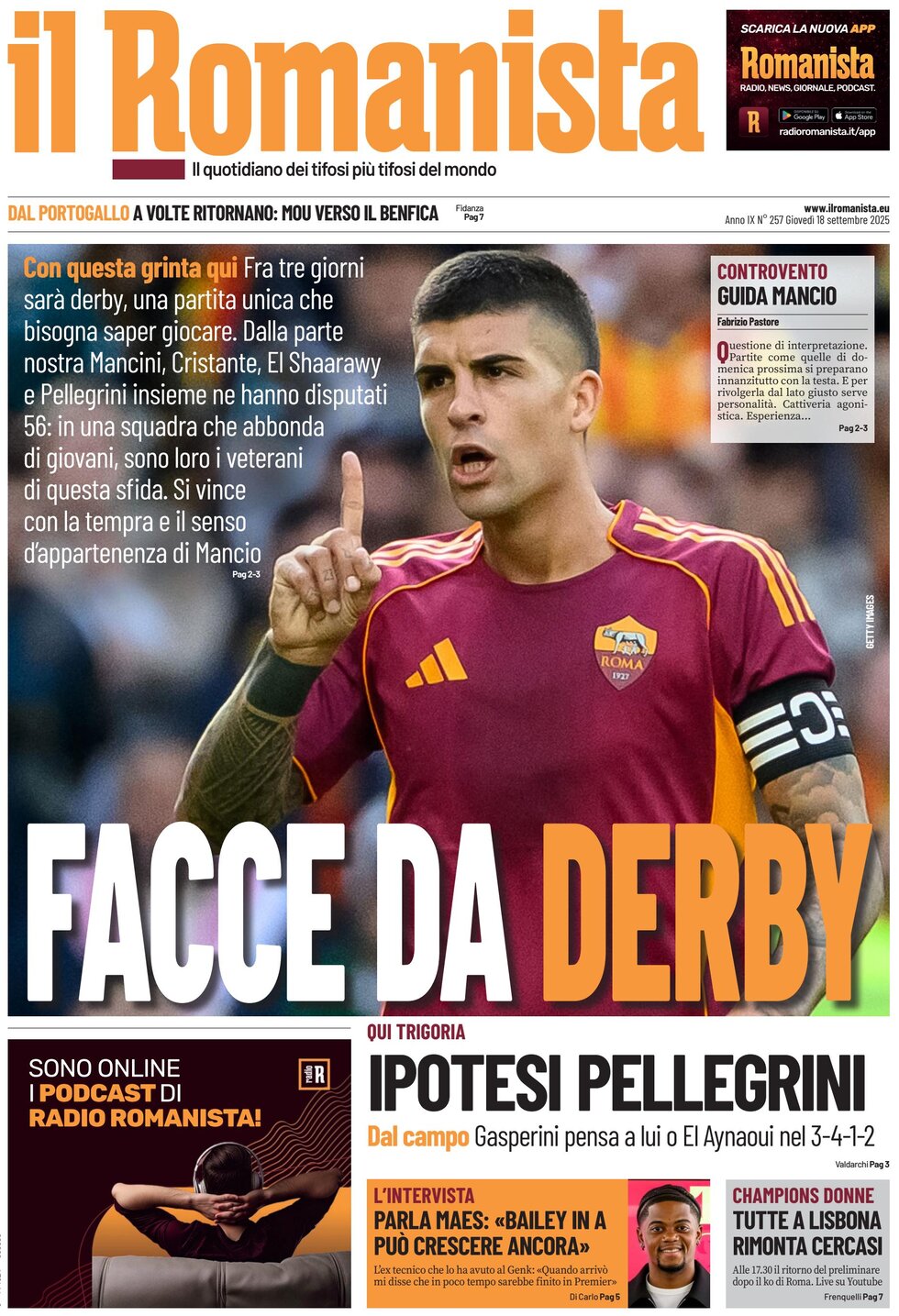 Prima Pagina Il Romanista 18/09/2025