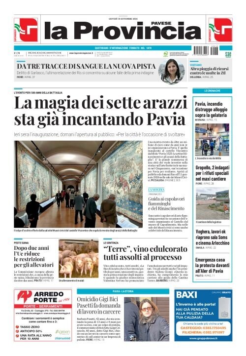 Prima Pagina La Provincia Pavese 18/09/2025