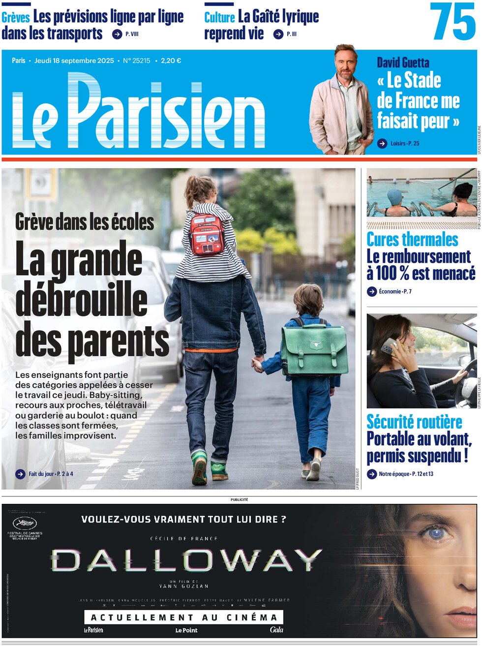 Prima Pagina Le Parisien 18/09/2025