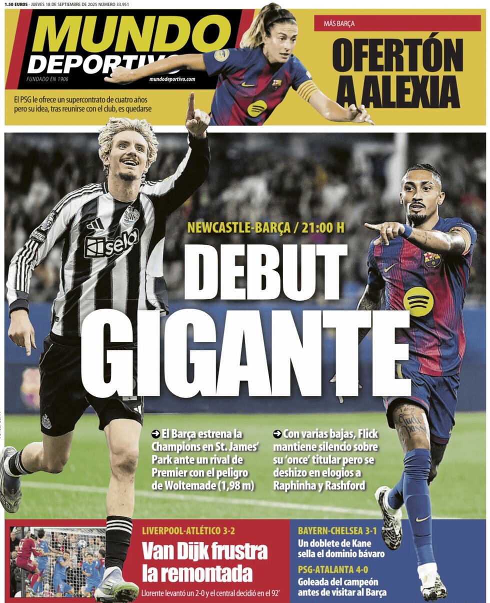 Prima Pagina Mundo Deportivo 18/09/2025