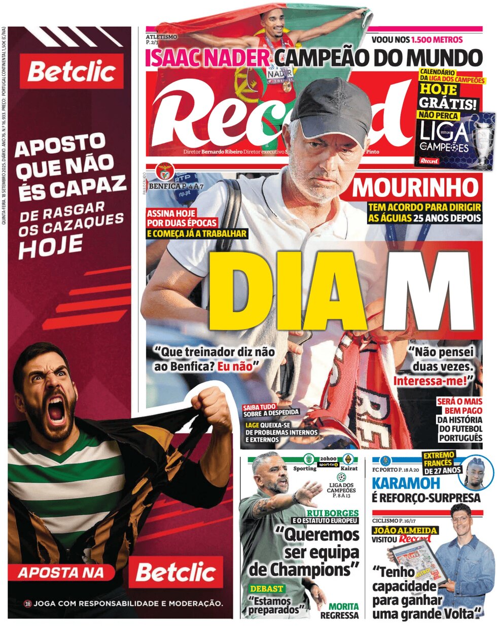 Prima Pagina Record 18/09/2025